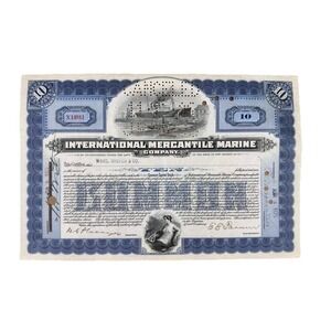 1925 International Mercantile Marine Company (Titanic) Stock Certificate